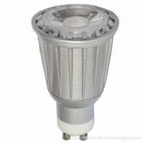 6W LED spotlight bulb, GU10 base, 1-pioece COB LED chip, 480lm, 38° beam angle, 110 to 260V